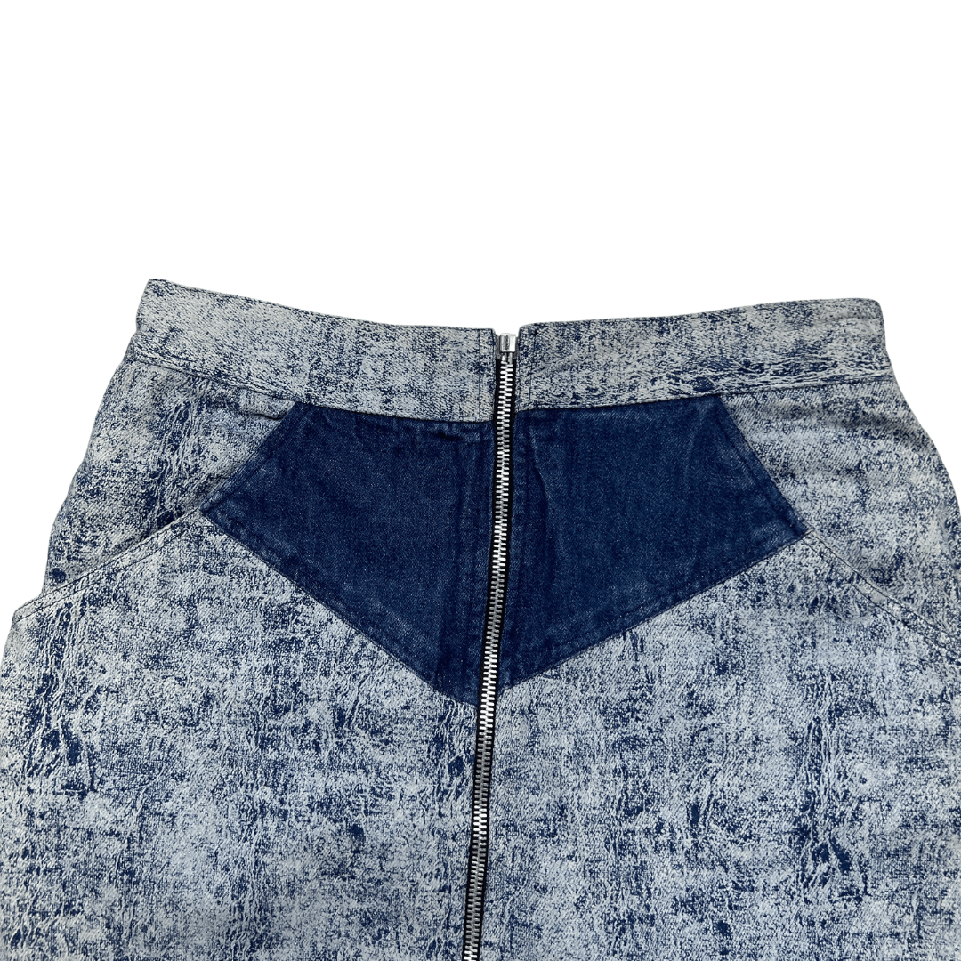 Vintage 80s Acid Wash Denim Pencil Skirt - Funkify