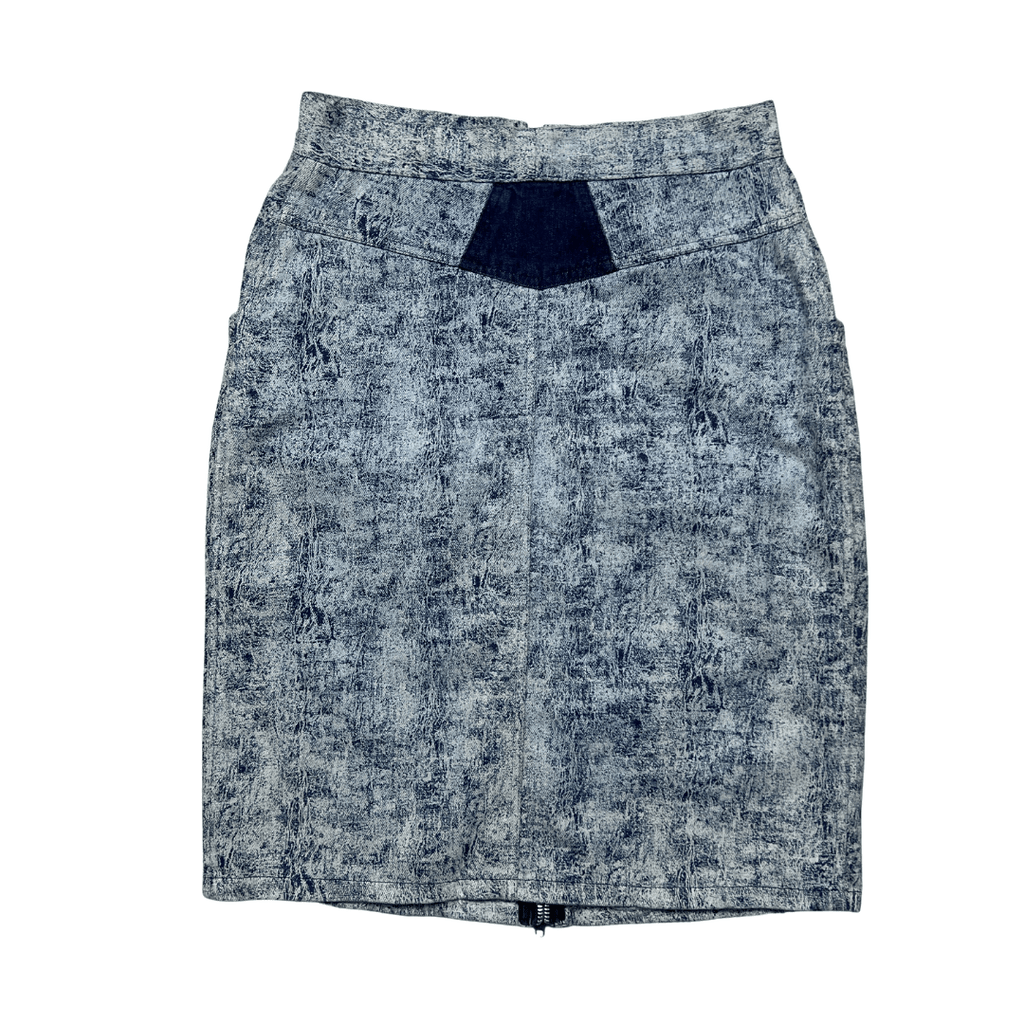Vintage 80s Acid Wash Denim Pencil Skirt - Funkify