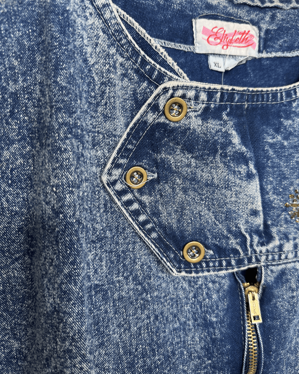 Vintage 80s Embellished Denim Vest XL - Funkify