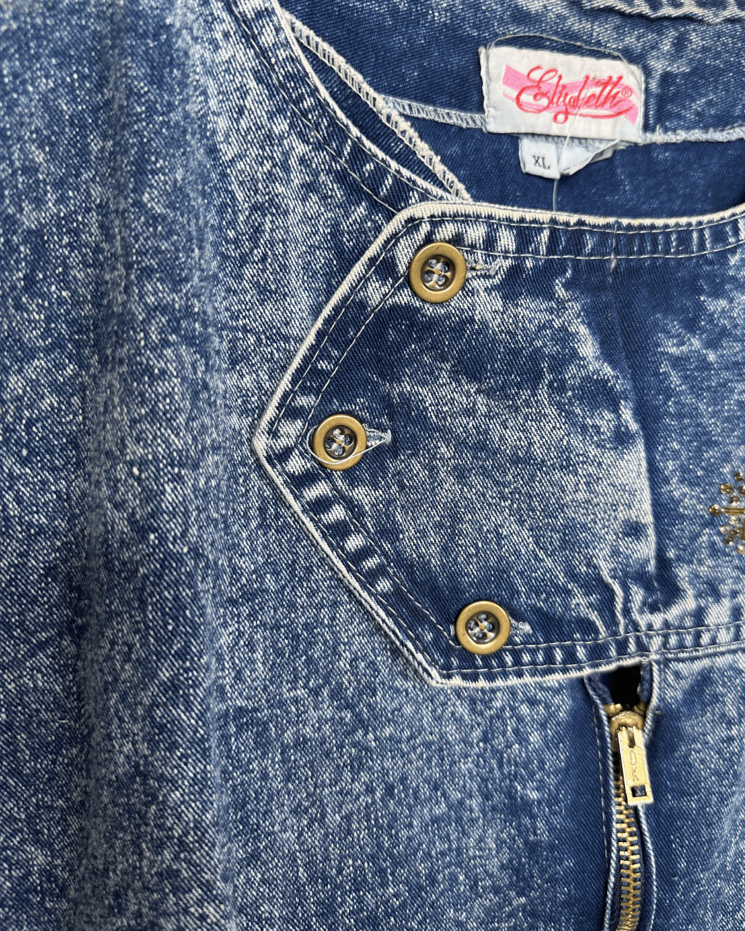 Vintage 80s Embellished Denim Vest XL - Funkify