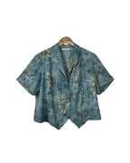 Vintage 80s Tan Jay Blouse w/ Shoulder Pads - XL/2XL - Funkify