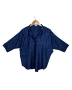 Vintage 80s V.P. Thailand Dolman Sleeve Jaquard Shirt w/ Shoulder Pads - Funkify