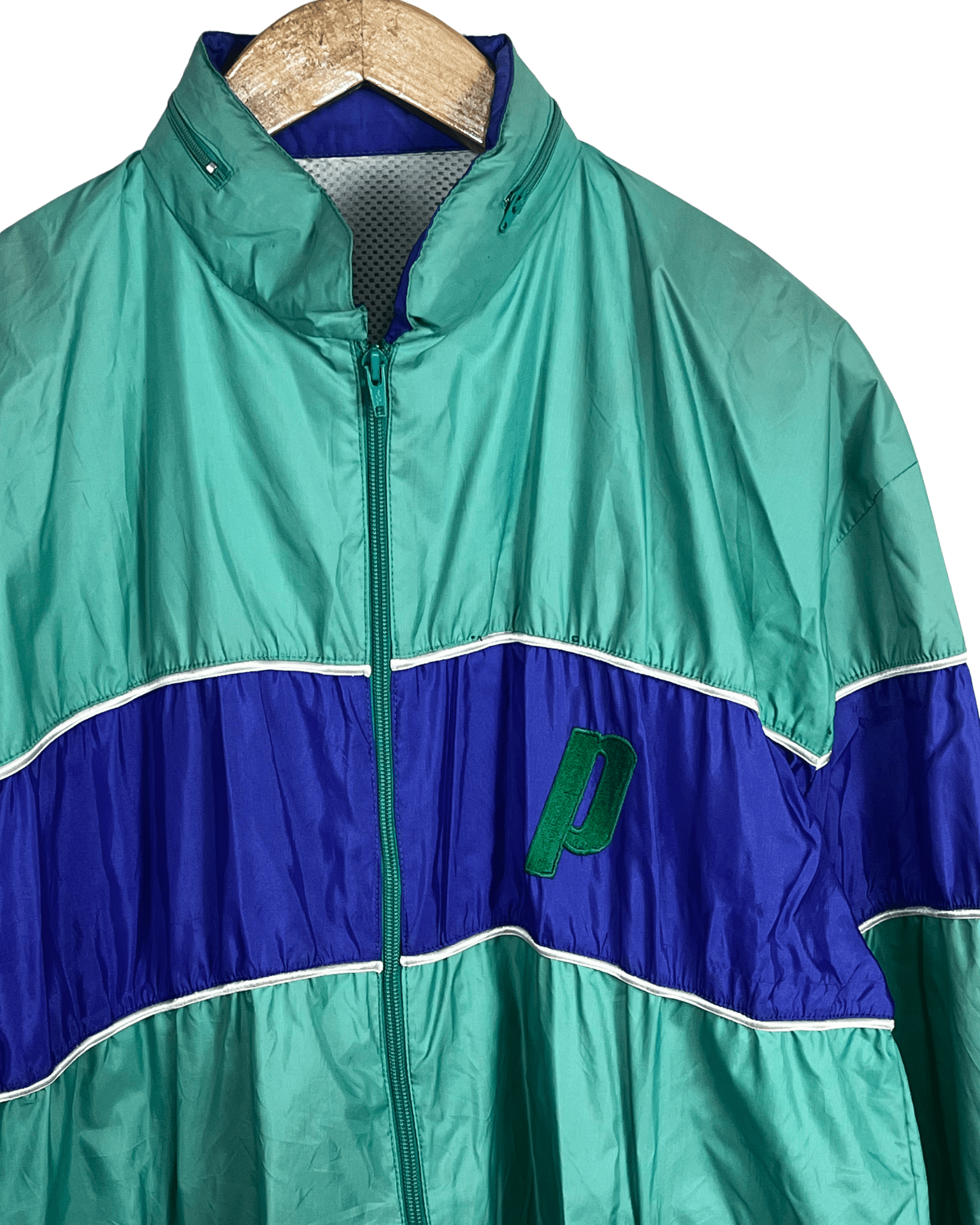 Vintage 80s Windbreaker Jacket with Foldable Hood - Medium - Funkify