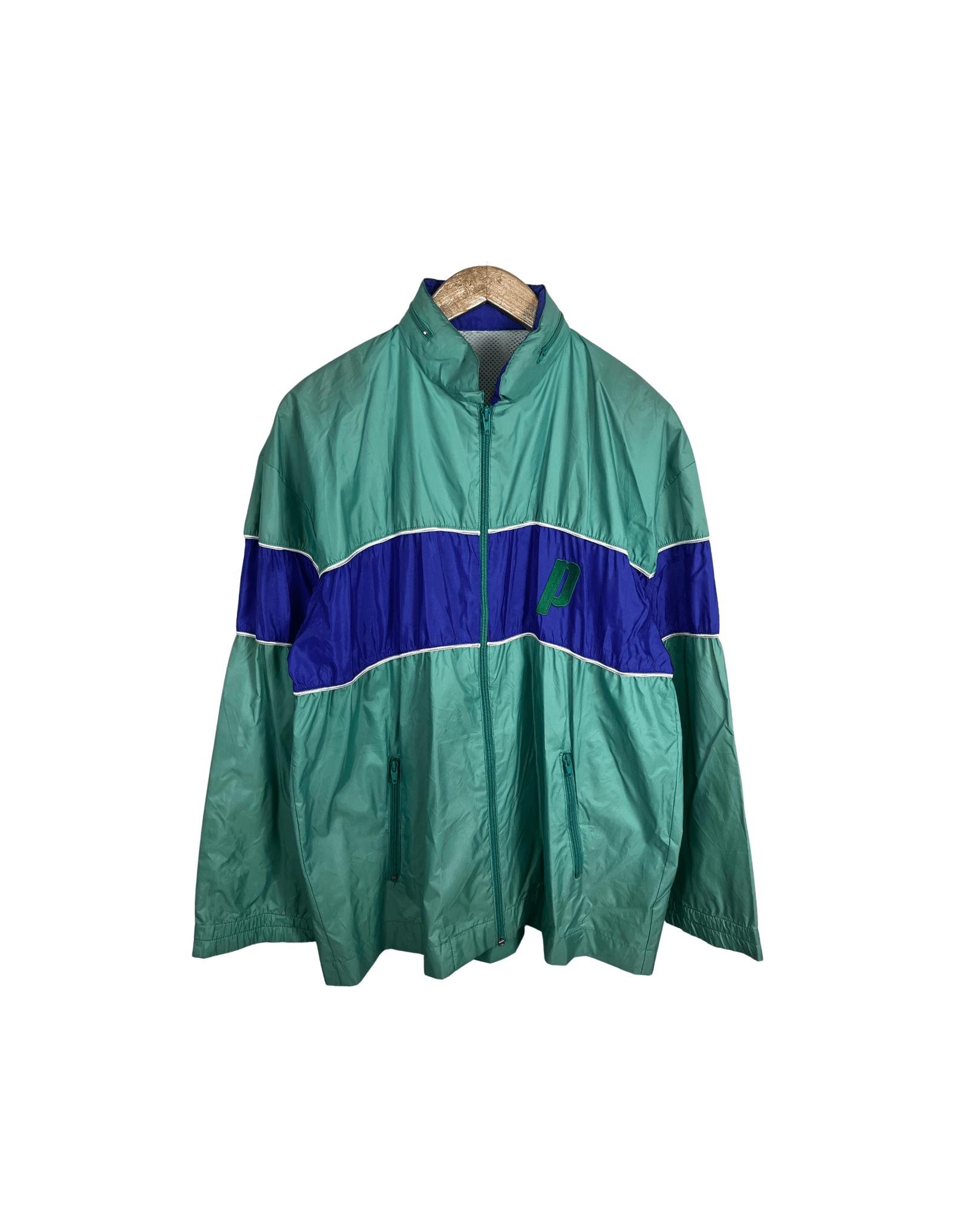 Vintage 80s Windbreaker Jacket with Foldable Hood - Medium - Funkify