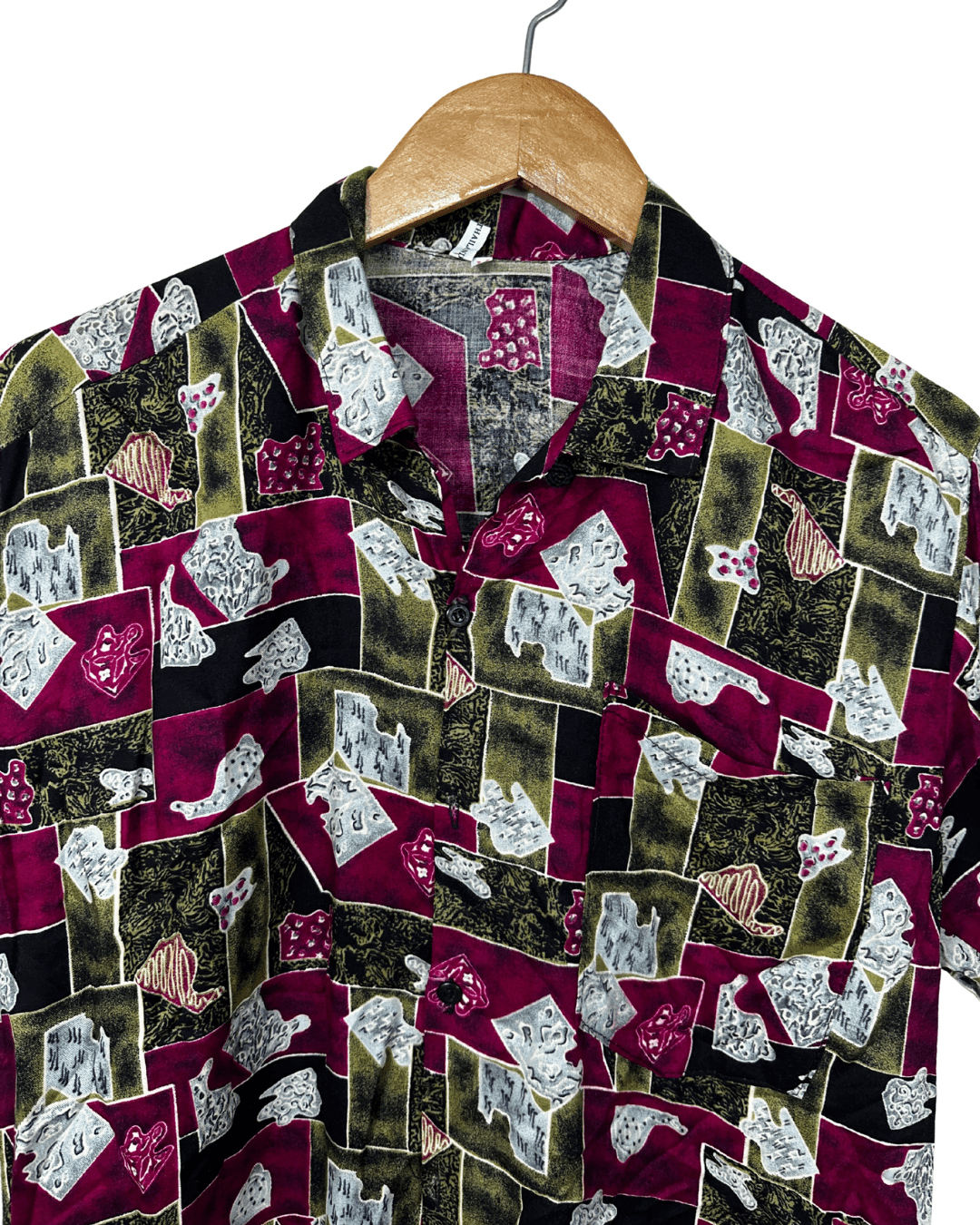 Vintage 90s Abstract Shapes Print Shirt - Large - Funkify