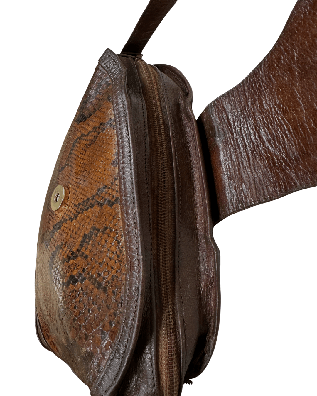 Vintage 90s Buffalino Genuine Snakeskin Crossbody Bag - Funkify