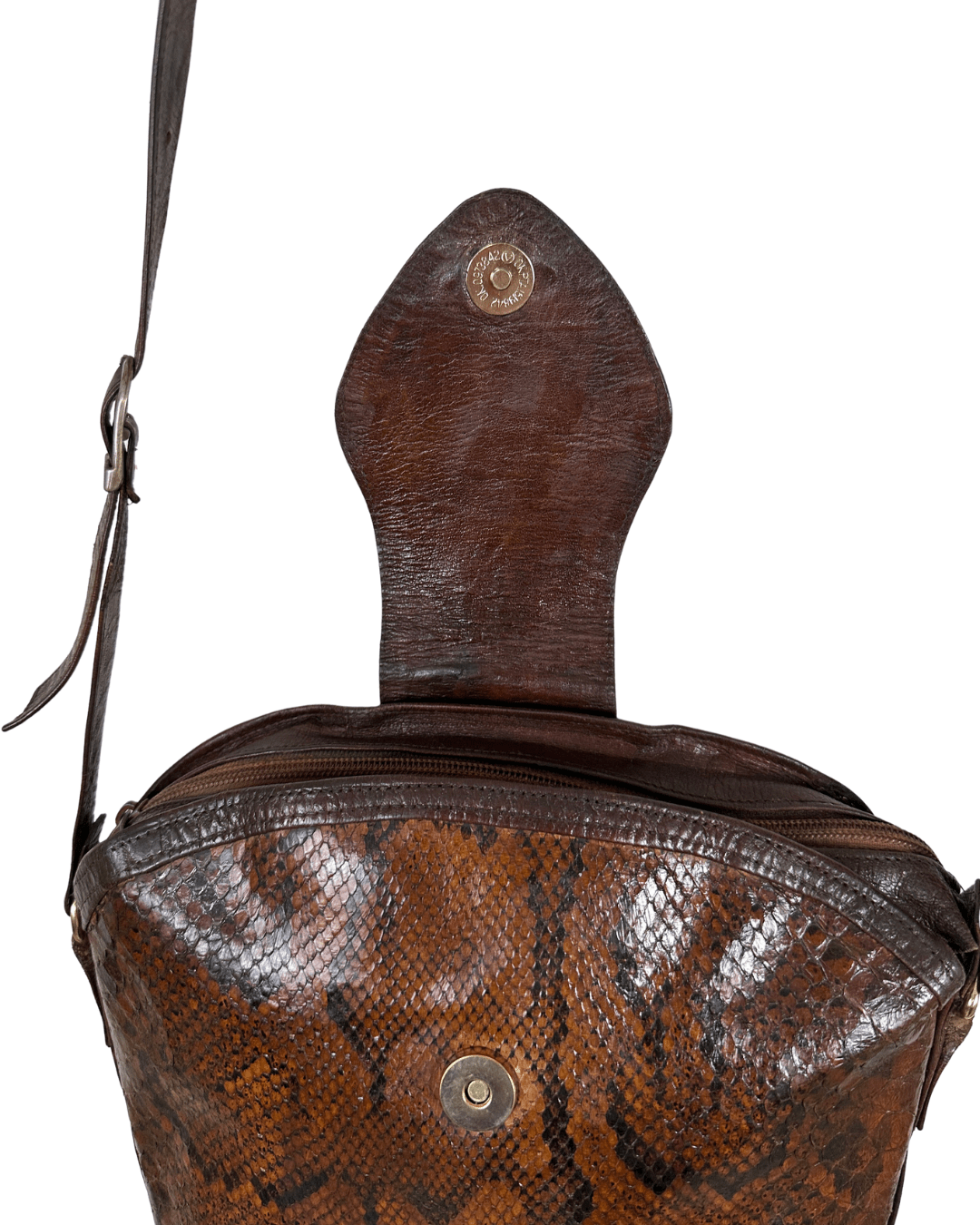 Vintage 90s Buffalino Genuine Snakeskin Crossbody Bag - Funkify