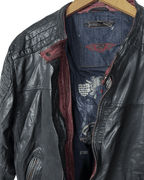 Vintage 90s DNR Denim - lined Genuine Leather Jacket Medium - Funkify