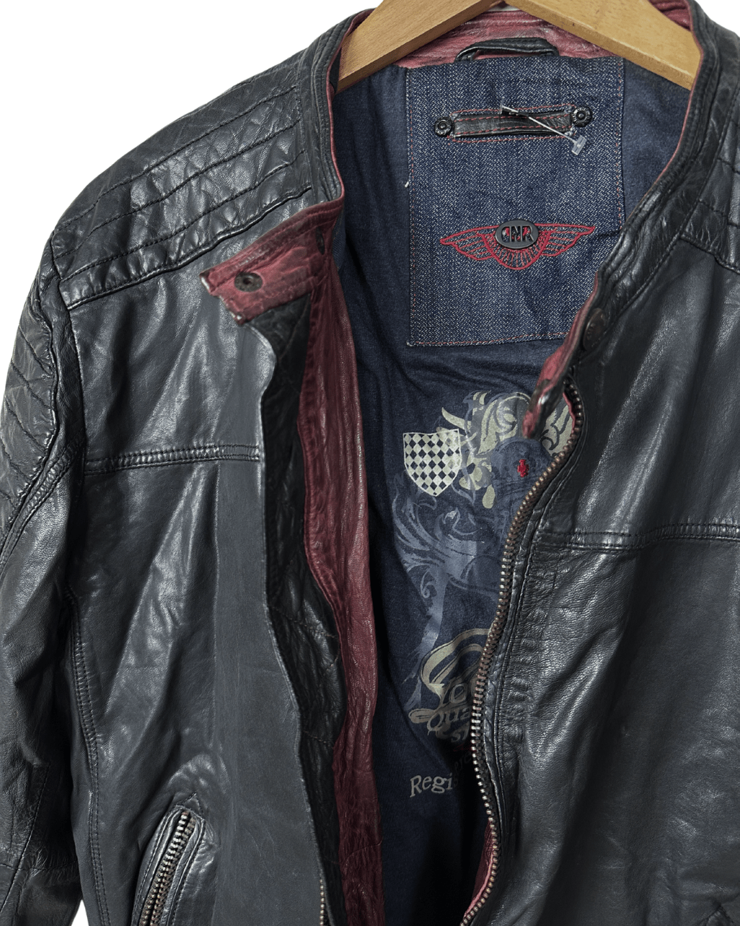 Vintage 90s DNR Denim - lined Genuine Leather Jacket Medium - Funkify
