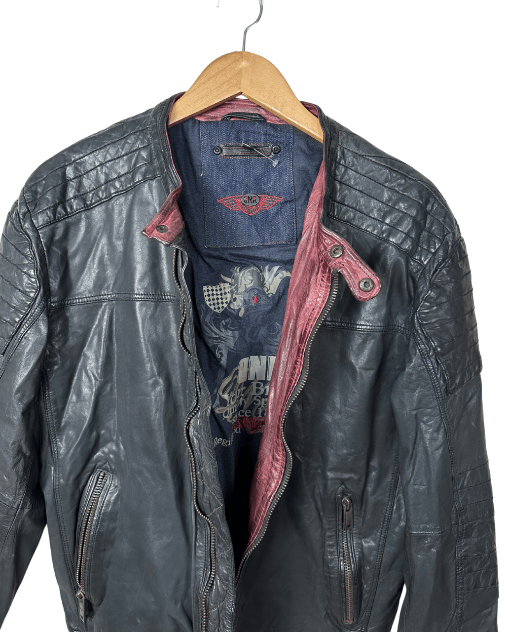 Vintage 90s DNR Denim - lined Genuine Leather Jacket Medium - Funkify