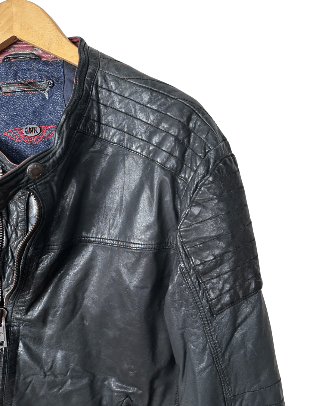 Vintage 90s DNR Denim - lined Genuine Leather Jacket Medium - Funkify
