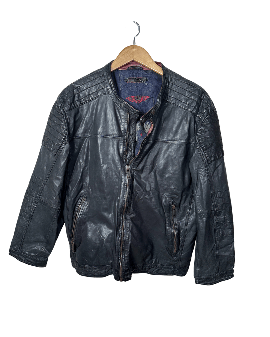 Vintage 90s DNR Denim - lined Genuine Leather Jacket Medium - Funkify