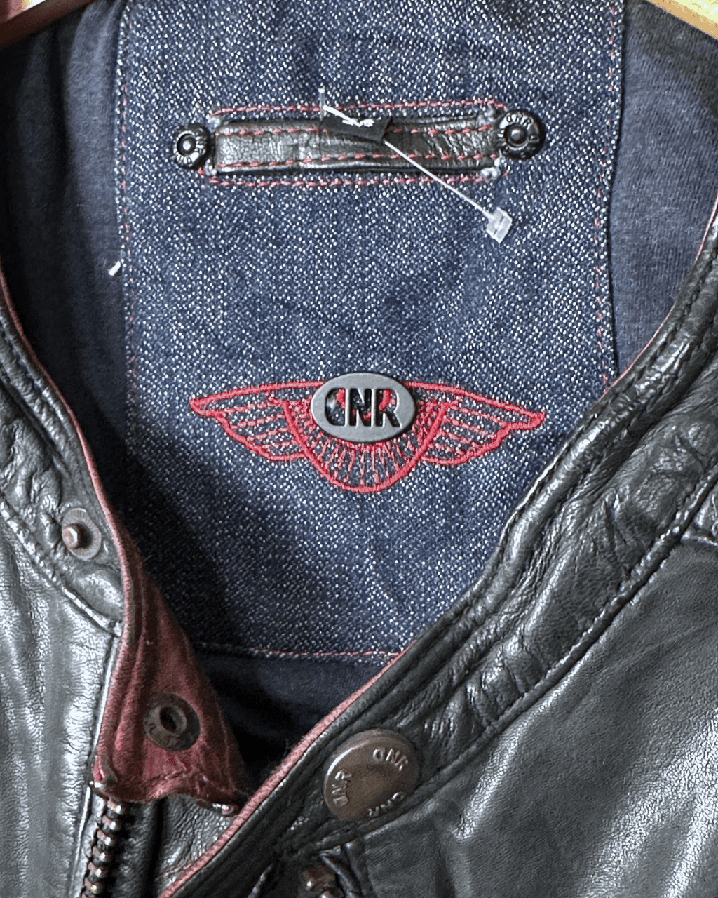 Vintage 90s DNR Denim - lined Genuine Leather Jacket Medium - Funkify