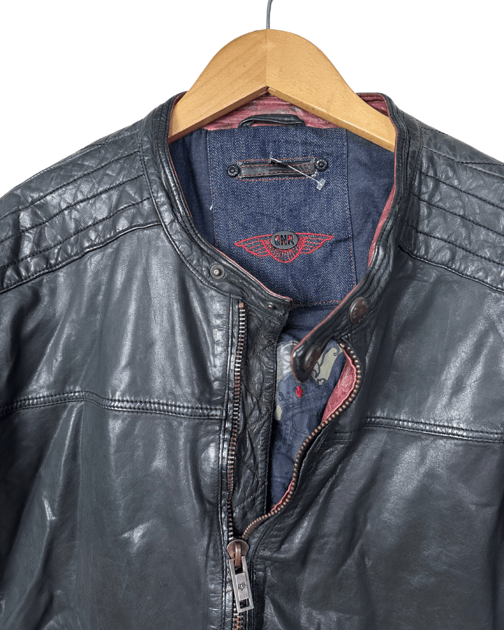 Vintage 90s DNR Denim - lined Genuine Leather Jacket Medium - Funkify