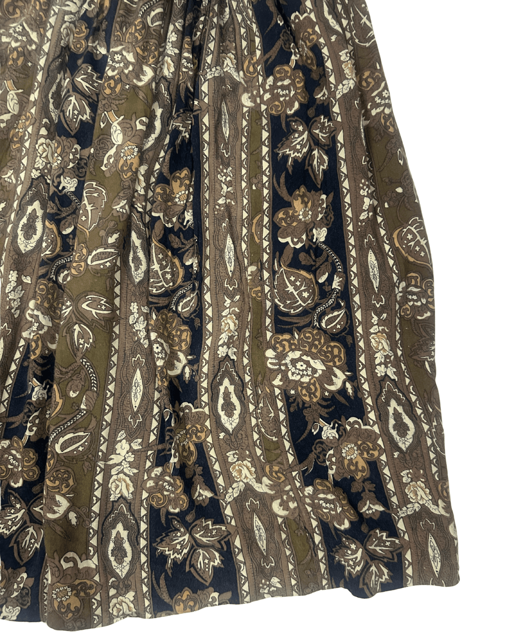 Vintage 90s Earthy Paisley Viscose Midi Skirt - Funkify