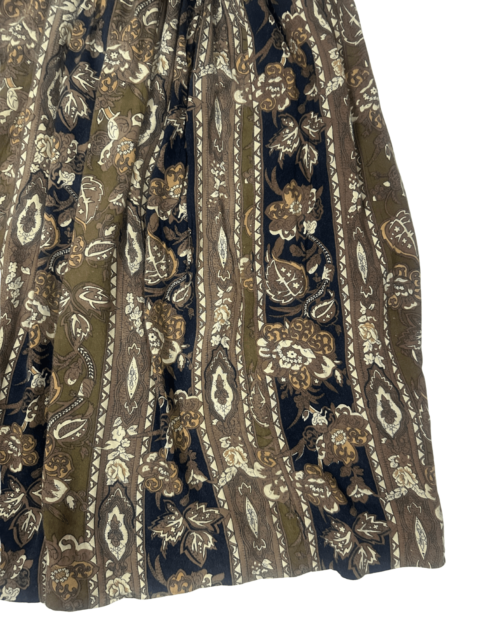 Vintage 90s Earthy Paisley Viscose Midi Skirt - Funkify