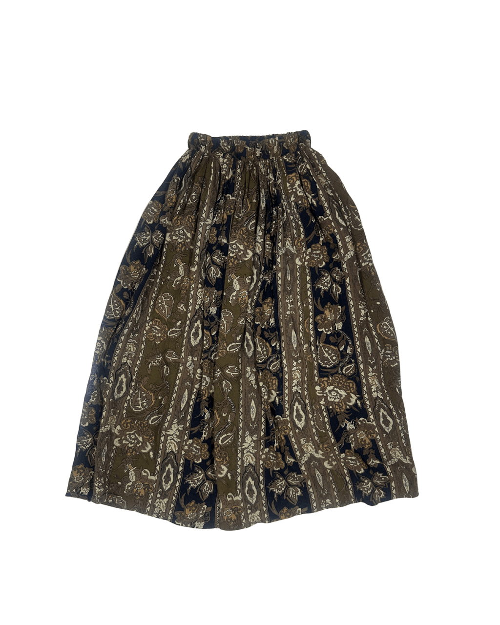 Vintage 90s Earthy Paisley Viscose Midi Skirt - Funkify