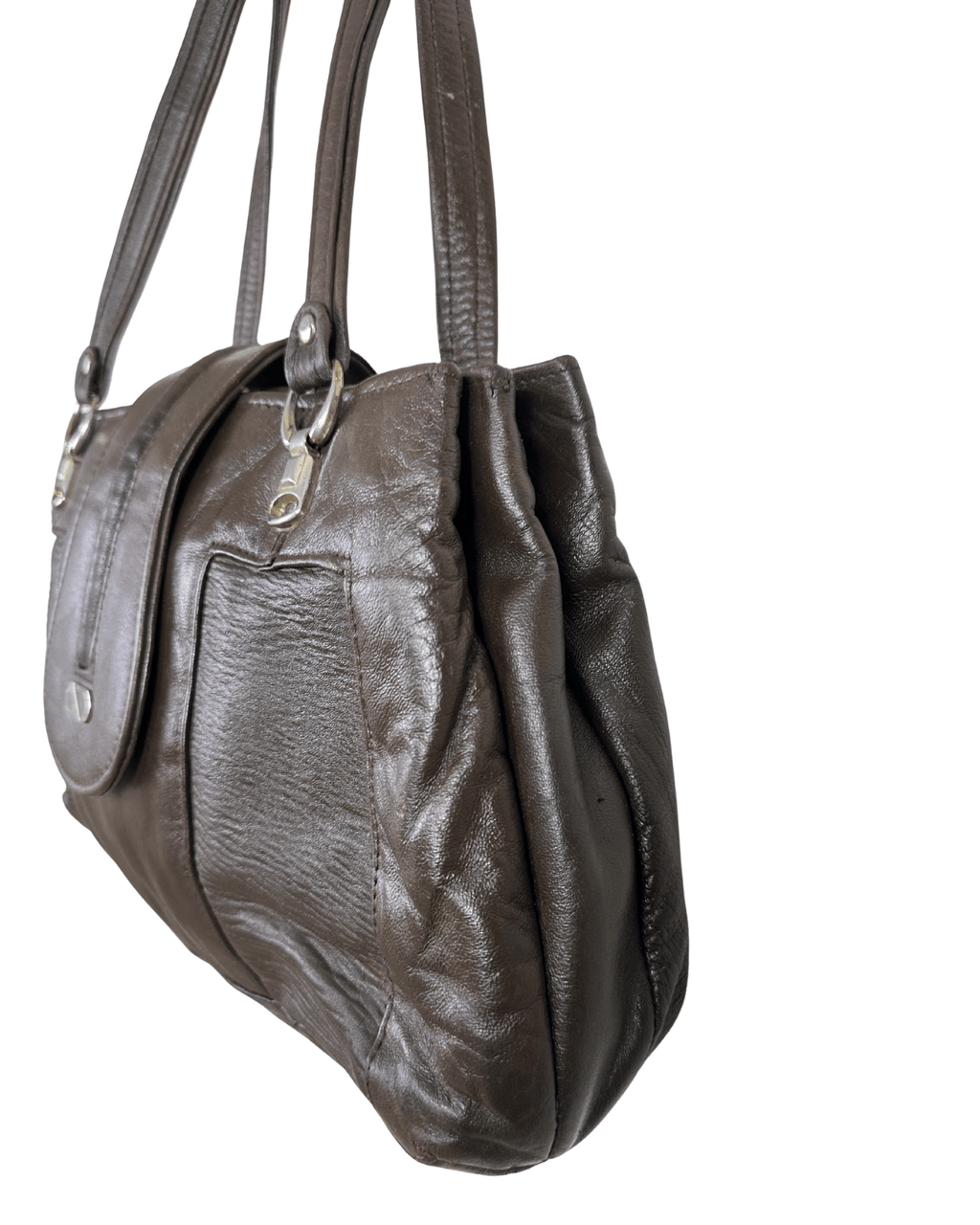 Vintage 90s Espresso Genuine Leather Shoulder Bag - Funkify