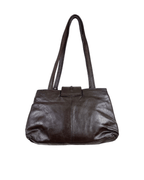 Vintage 90s Espresso Genuine Leather Shoulder Bag - Funkify