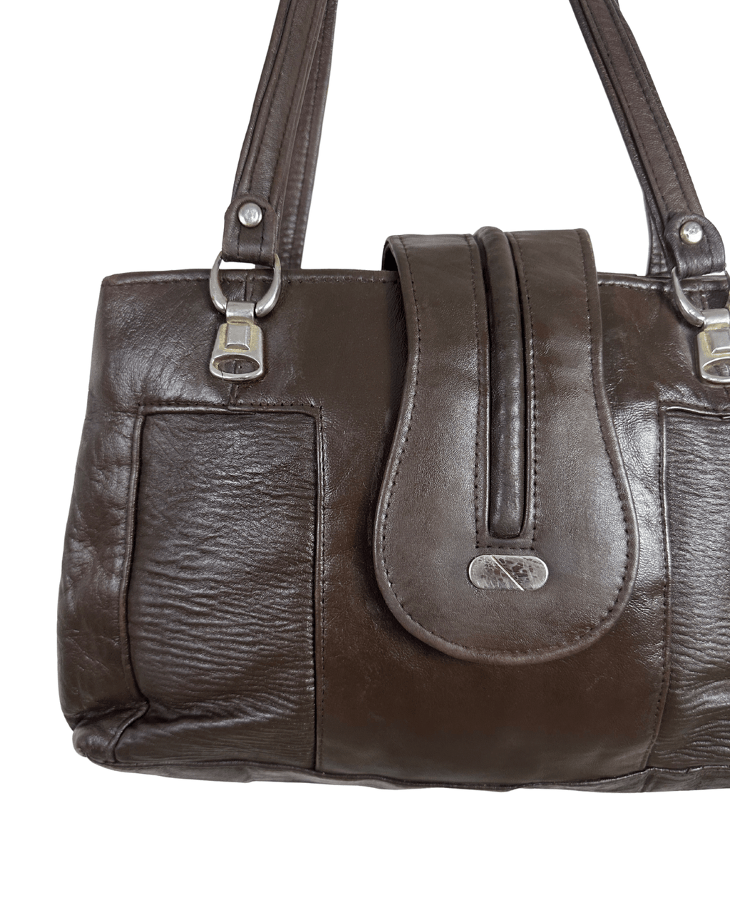 Vintage 90s Espresso Genuine Leather Shoulder Bag - Funkify