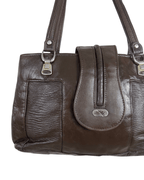 Vintage 90s Espresso Genuine Leather Shoulder Bag - Funkify