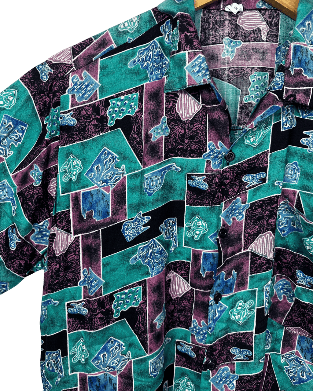 Vintage 90s Geometric Abstract Print Shirt - Funkify