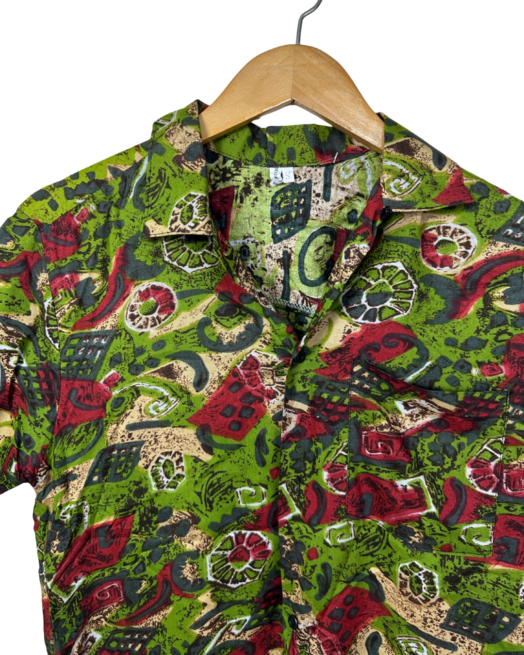 Vintage 90s Green Abstract Pattern Shirt - Funkify