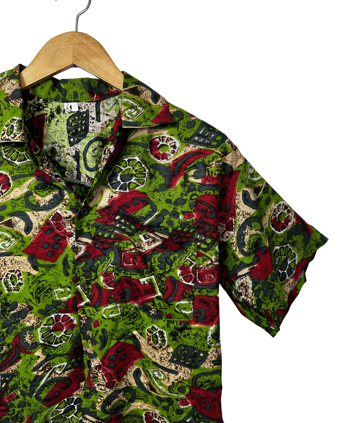 Vintage 90s Green Abstract Pattern Shirt - Funkify