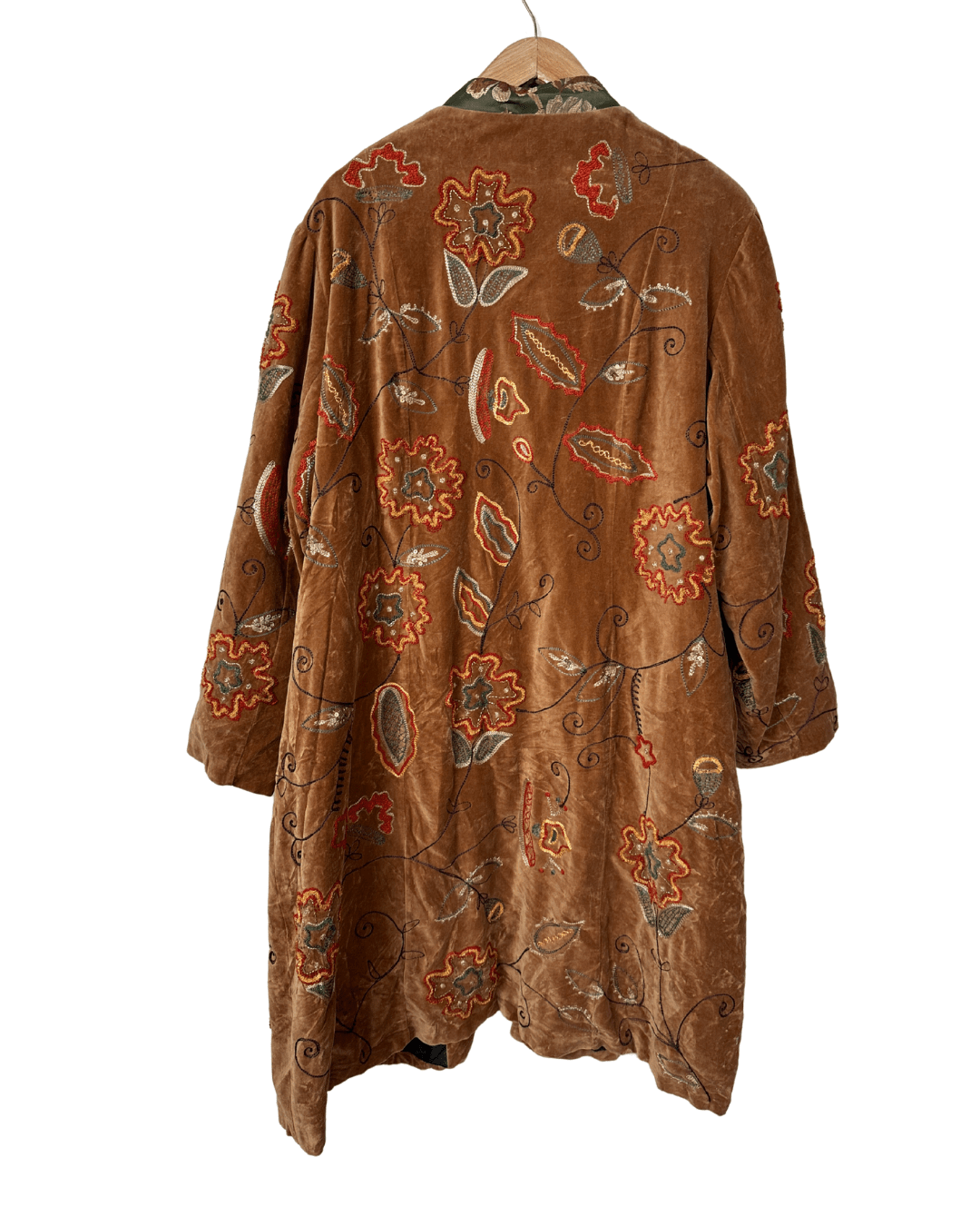 Vintage 90's Indigo Moon Velvet Embroidered Duster Coat 2XL - Funkify