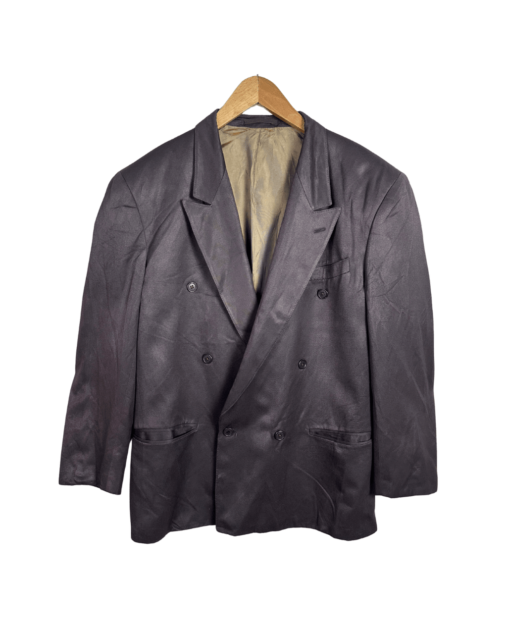 Vintage 90s Palazzo Men's Fashion Burgundy Double Breasted Blazer - XL - Funkify