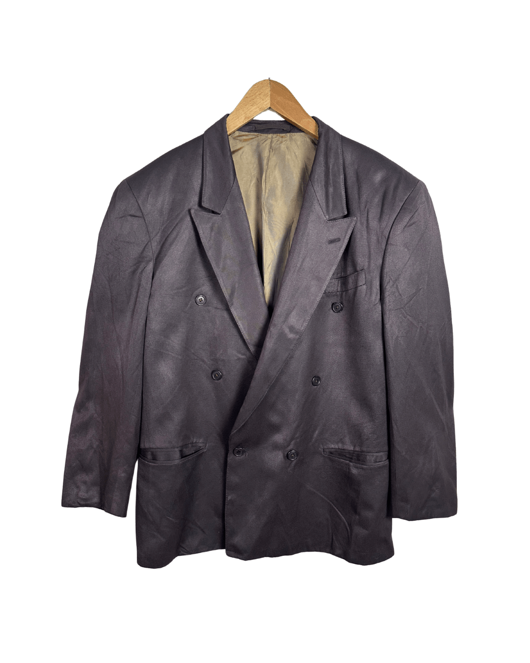 Vintage 90s Palazzo Men's Fashion Burgundy Double Breasted Blazer - XL - Funkify