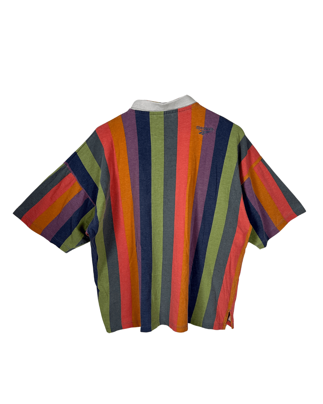 Vintage 90s Reebok Striped Polo Shirt Large - Funkify