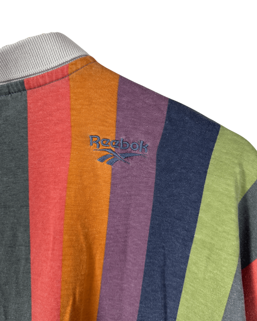 Vintage 90s Reebok Striped Polo Shirt Large - Funkify