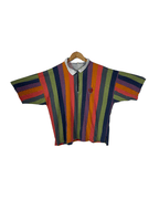 Vintage 90s Reebok Striped Polo Shirt Large - Funkify