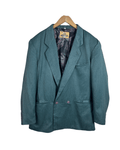 Vintage 90s Teal Green Double Breasted Blazer (Abstract Lining) - Funkify