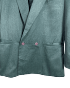 Vintage 90s Teal Green Double Breasted Blazer (Abstract Lining) - Funkify