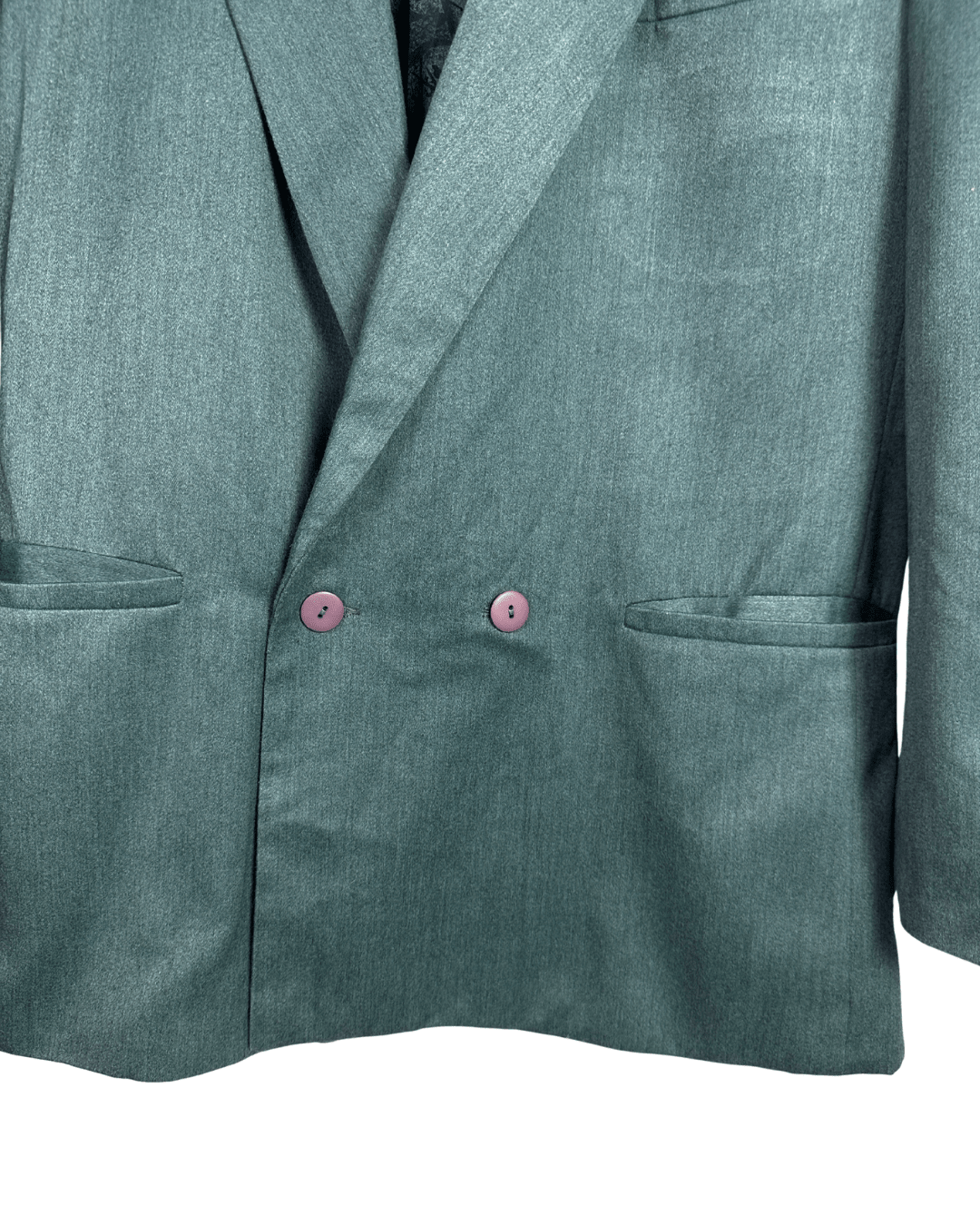 Vintage 90s Teal Green Double Breasted Blazer (Abstract Lining) - Funkify