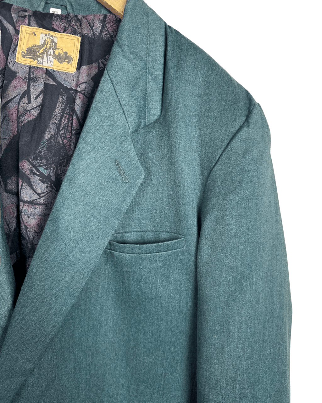 Vintage 90s Teal Green Double Breasted Blazer (Abstract Lining) - Funkify