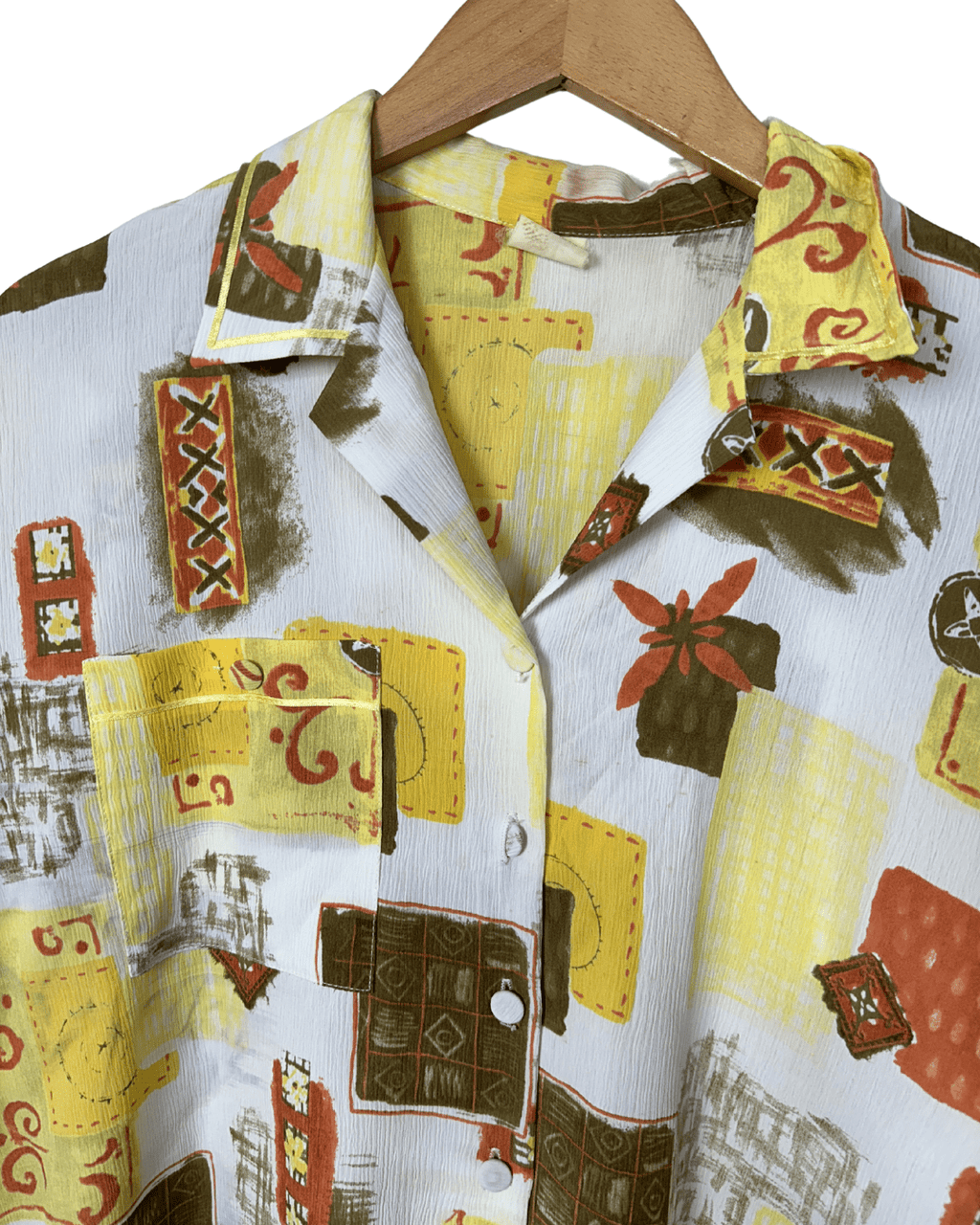 Vintage Abstract Geo Pattern Blouse - Women's Large - Funkify
