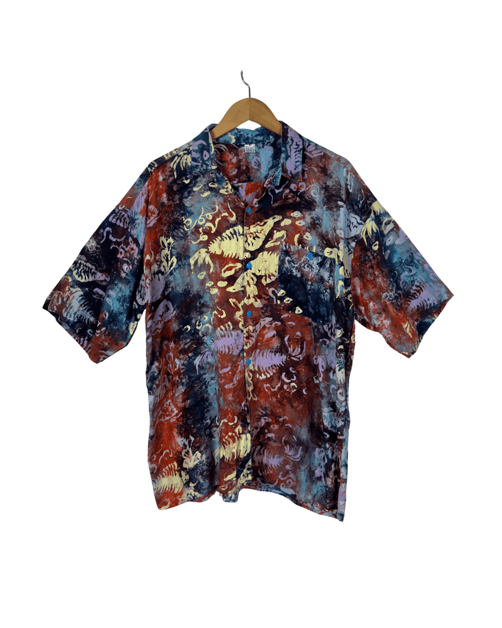 Vintage Abstract Leaf Print Shirt XL - Funkify