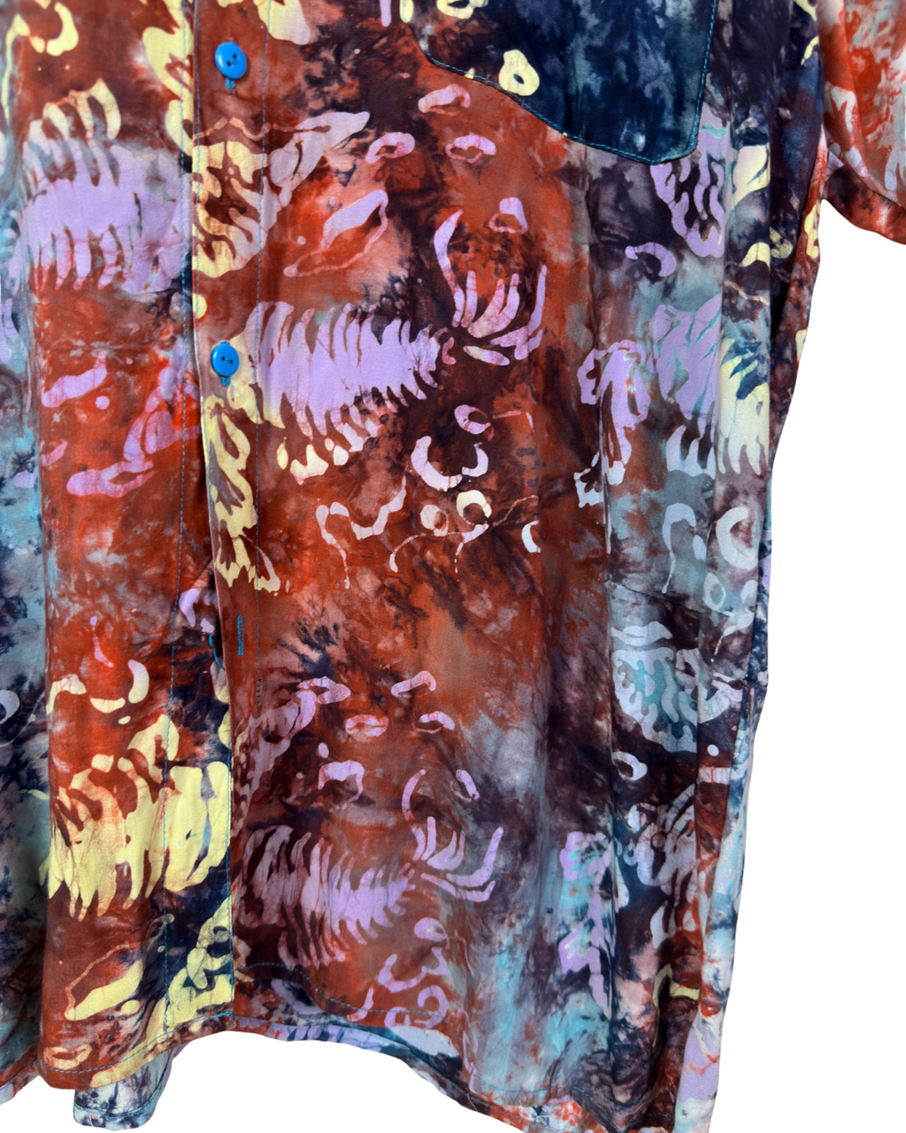 Vintage Abstract Leaf Print Shirt XL - Funkify