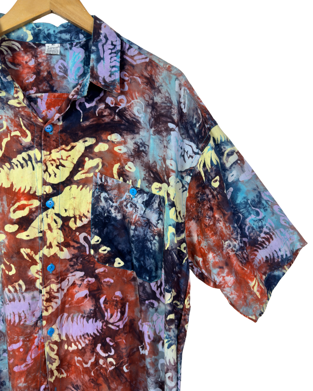 Vintage Abstract Leaf Print Shirt XL - Funkify