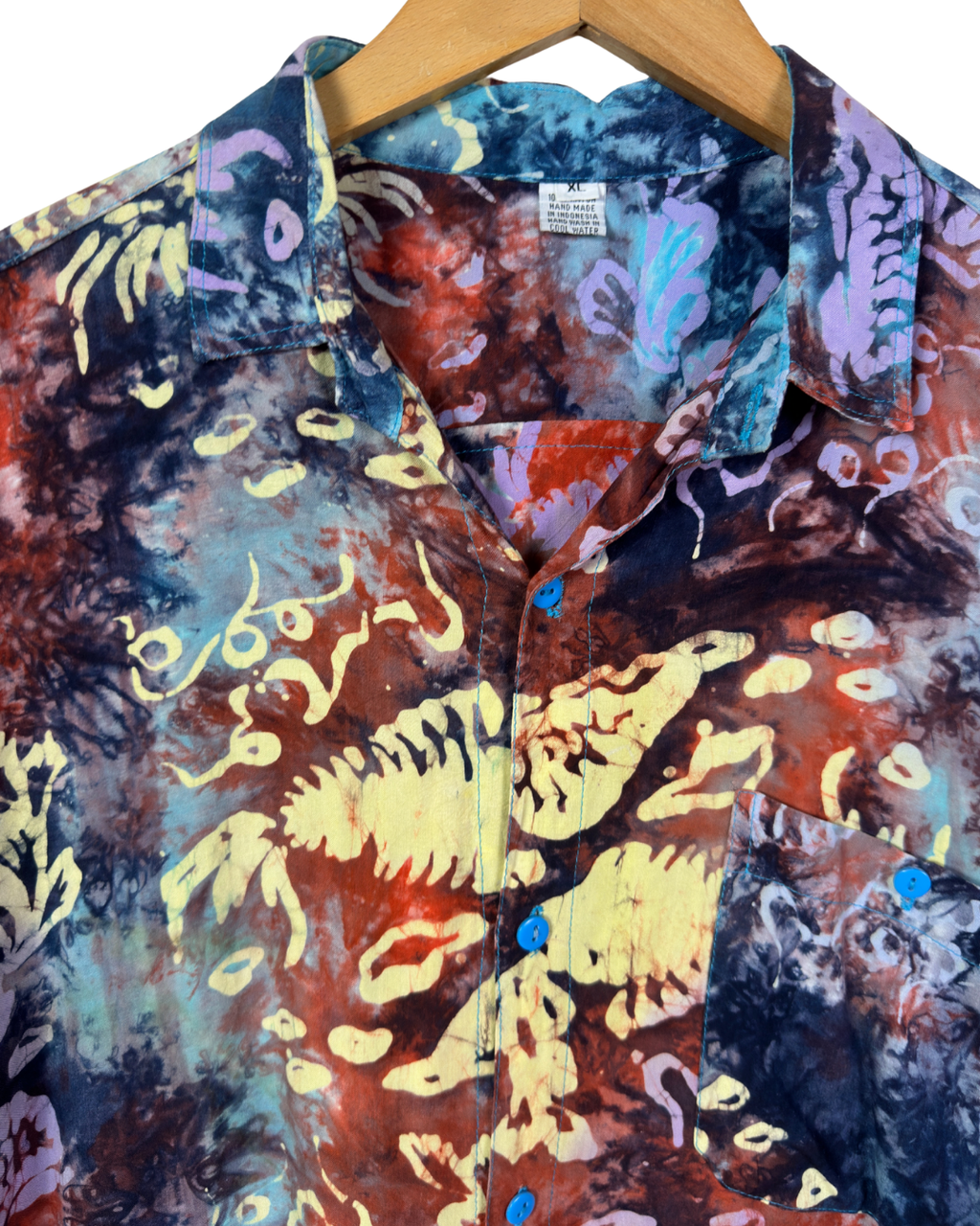 Vintage Abstract Leaf Print Shirt XL - Funkify