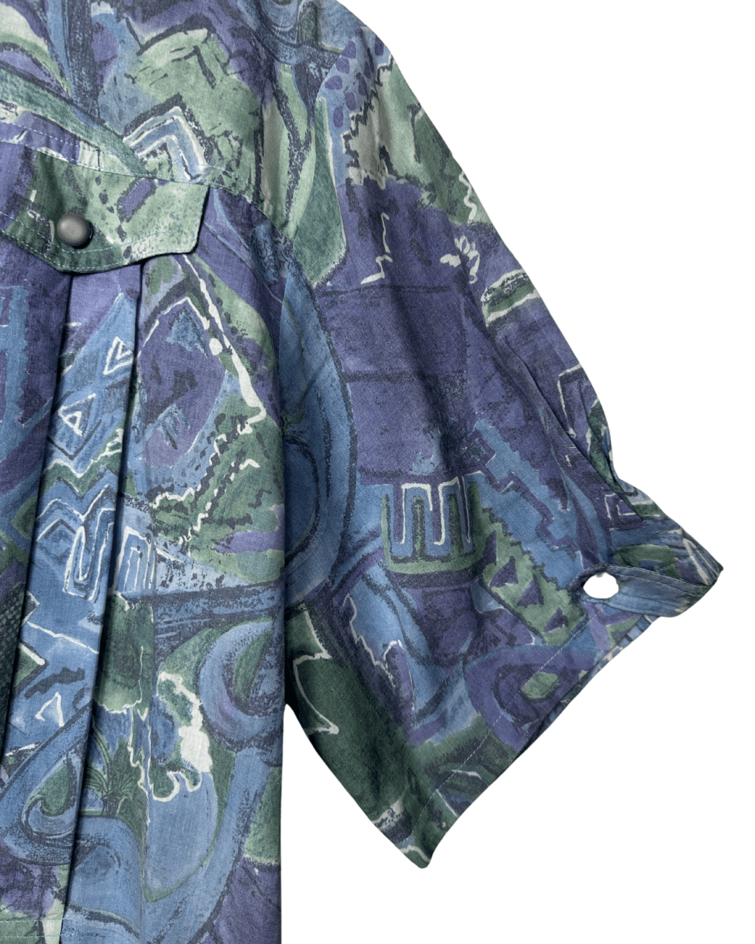 Vintage Abstract Pleated Blouse XL - Funkify