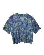 Vintage Abstract Pleated Blouse XL - Funkify