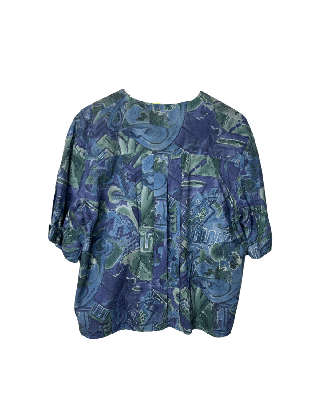 Vintage Abstract Pleated Blouse XL - Funkify