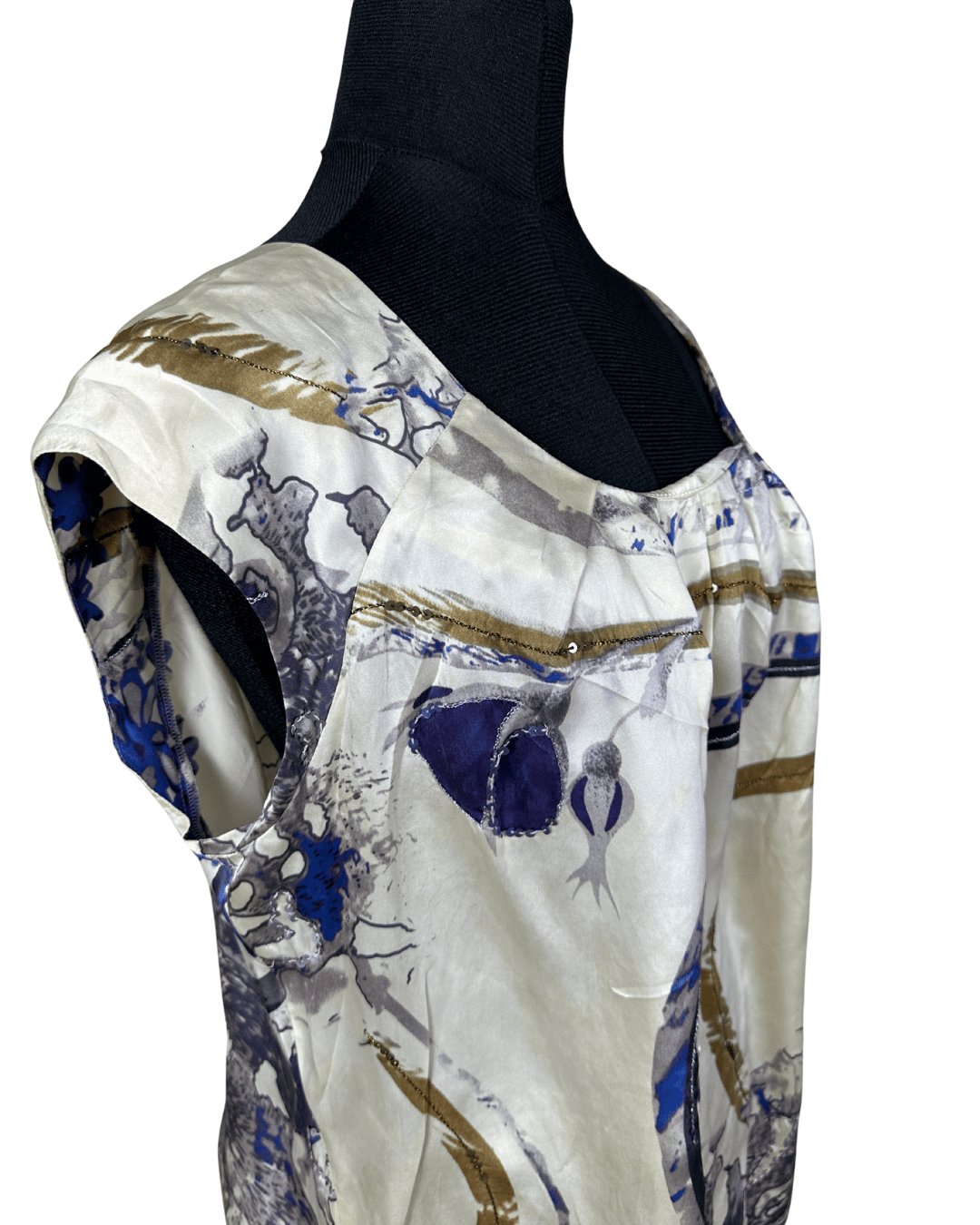 Vintage Abstract Satin Blouse XL - Funkify