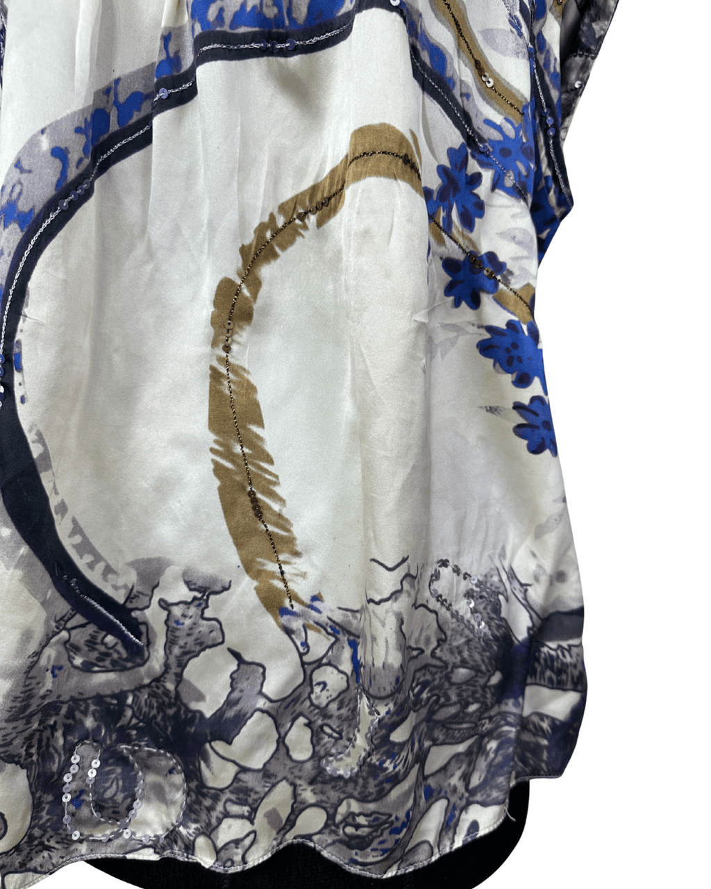 Vintage Abstract Satin Blouse XL - Funkify