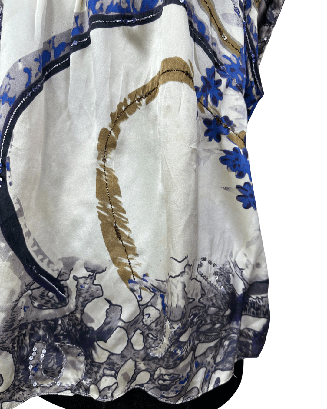 Vintage Abstract Satin Blouse XL - Funkify