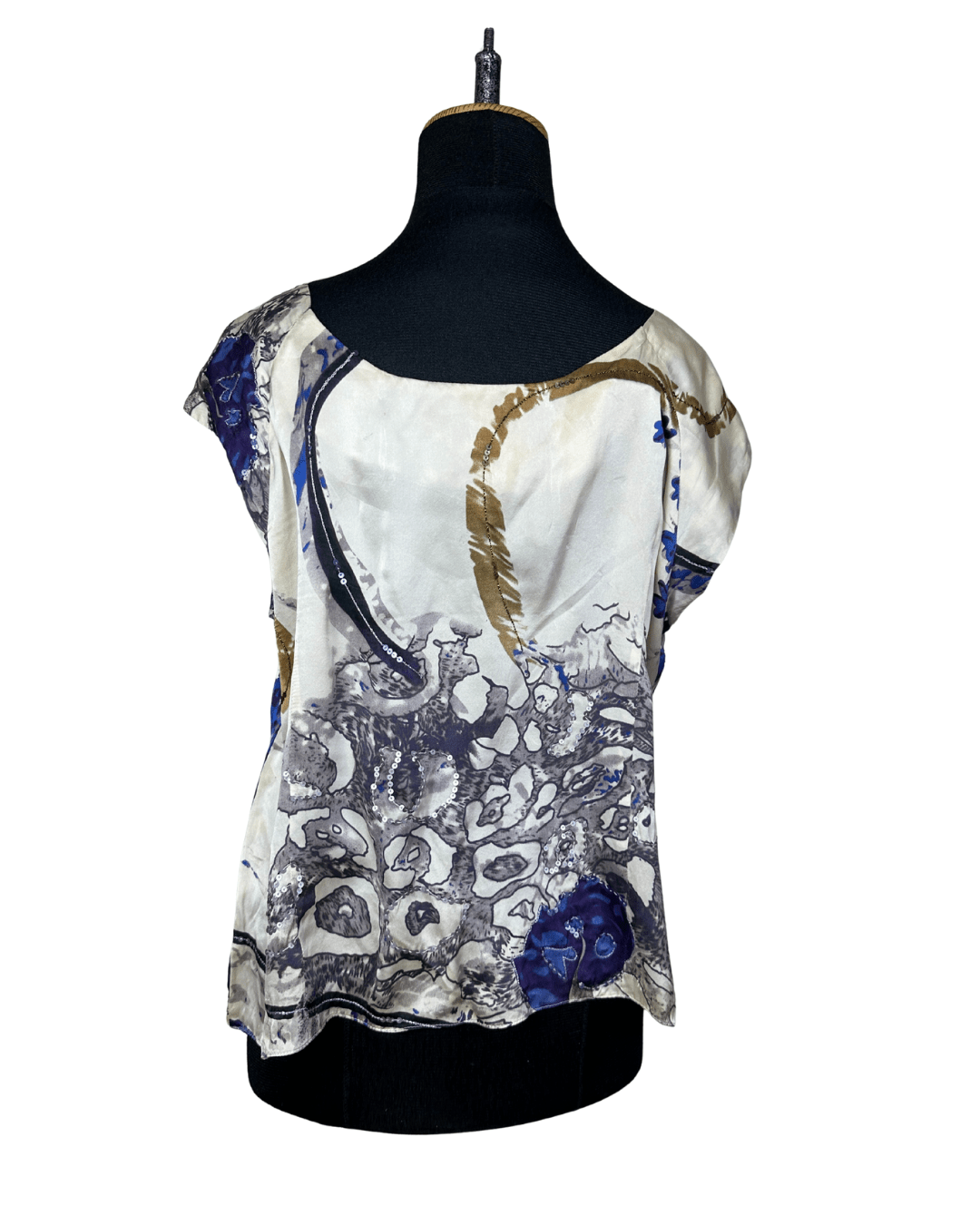 Vintage Abstract Satin Blouse XL - Funkify